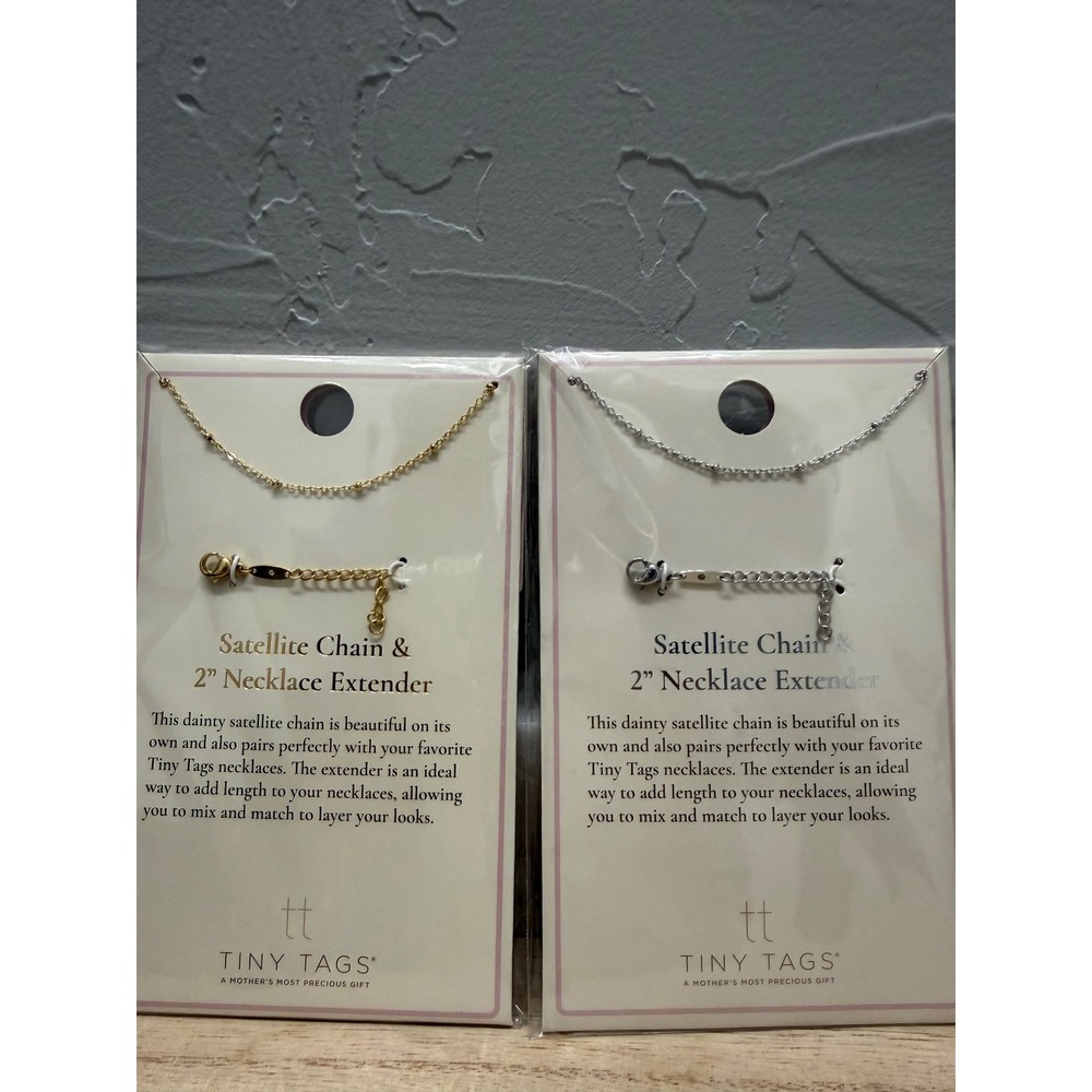 Tiny Tags Satellite Chain Necklace & 2in Extender‎ Set Gold Silver Plated NEW